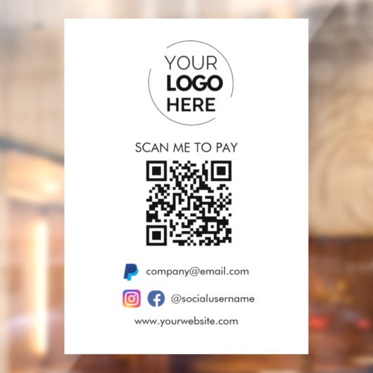 Autocollant Pour Fenêtre Analyser le code QR pour payer | Logo d'entreprise (Feuille 2)