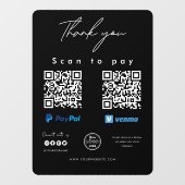 Autocollant Pour Fenêtre Analyser pour payer Logo Paypal Venmo QR Code Merc (Feuille)