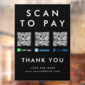 Autocollant Pour Fenêtre Analyser pour payer Venmo Cash App Paypal Multi QR (Feuille 2)