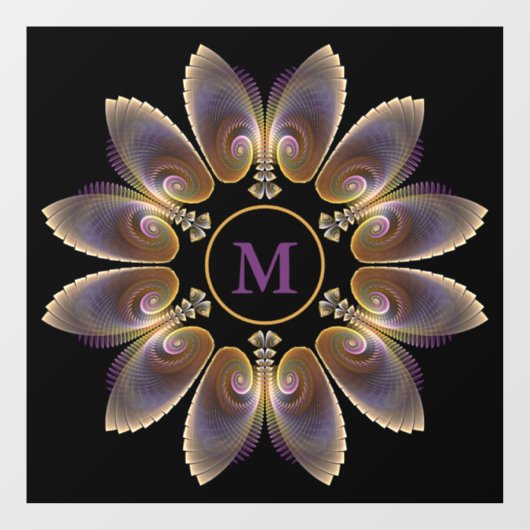 Autocollant Pour Fenêtre Ange Abstraite ailes Mandala Monogramme fractal (Feuille)