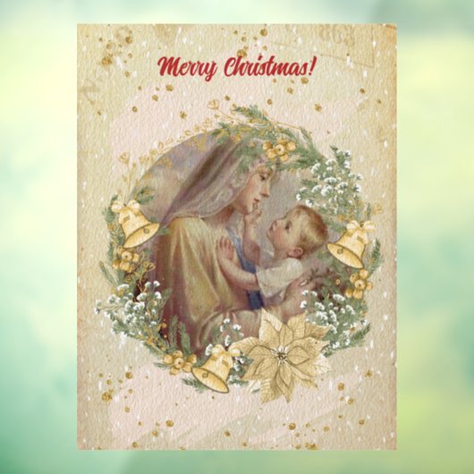 Autocollant Pour Fenêtre Ange Noël Mère et Enfant (Feuille 3)