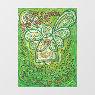 Autocollant Pour Fenêtre Angel vert avec cancer Poème Vitre d'art Clin