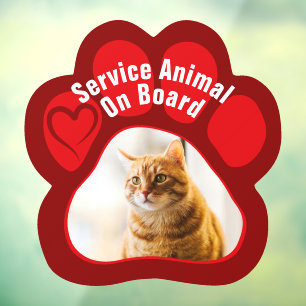 Autocollant Pour Fenêtre Animal de Service à Bord Photo d'Empreinte de Patt
