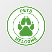 Autocollant Pour Fenêtre Animaux verts Bienvenue Avec Un Mignon Chien Paw S (Feuille)
