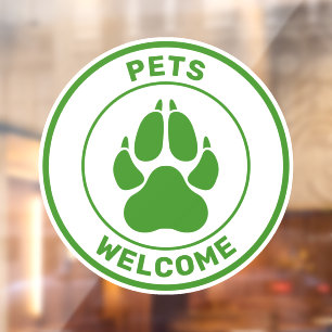 Autocollant Pour Fenêtre Animaux verts bienvenus avec une silhouette de pat