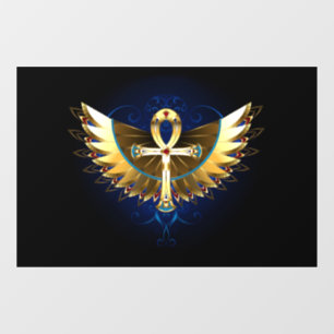 Autocollant Pour Fenêtre Ankh or avec ailes