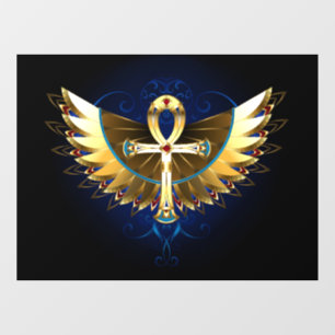 Autocollant Pour Fenêtre Ankh or avec ailes