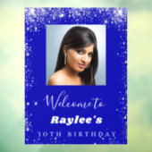 Autocollant Pour Fenêtre Anniversaire royal bleu argent parties scintillant (Feuille 3)