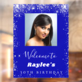 Autocollant Pour Fenêtre Anniversaire royal bleu argent parties scintillant (Feuille 2)