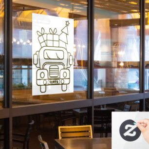 Autocollant Pour Fenêtre Aperçu camion de Noël Père Noël voiture vue avant