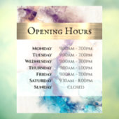 Autocollant Pour Fenêtre Aquarelle bleu violet Heures d'ouverture Clôture d (Feuille 3)