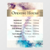 Autocollant Pour Fenêtre Aquarelle bleu violet Heures d'ouverture Clôture d (Feuille)