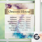 Autocollant Pour Fenêtre Aquarelle bleu violet Heures d'ouverture Clôture d (Maison)