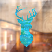 Autocollant Pour Fenêtre Aquarelle bleue Cerf Silhouette (Feuille 2)