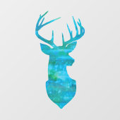 Autocollant Pour Fenêtre Aquarelle bleue Cerf Silhouette (Feuille)