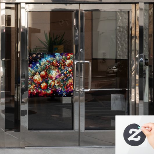 Autocollant Pour Fenêtre Aquarelle de Noël Vitrage de verre tendu Clou (Porte de bureau)