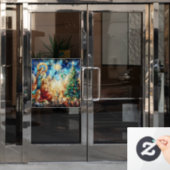 Autocollant Pour Fenêtre Aquarelle de Noël Vitrage de verre tendu Clou (Porte de bureau)