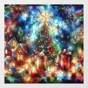 Autocollant Pour Fenêtre Aquarelle de Noël Vitrage de verre tendu Clou