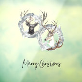 Autocollant Pour Fenêtre Aquarelle d'hiver Deer Wreath Noël (Feuille 3)