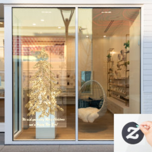 Autocollant Pour Fenêtre Aquarelle dorée luxueuse Arbres de Noël