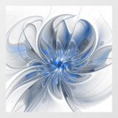 Autocollant Pour Fenêtre Aquarelle gris bleu Abstrait Fractal Art Flower (Feuille)