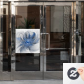 Autocollant Pour Fenêtre Aquarelle gris bleu Abstrait Fractal Art Flower (Porte de bureau)