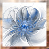 Autocollant Pour Fenêtre Aquarelle gris bleu Abstrait Fractal Art Flower (Feuille 2)