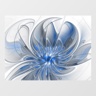 Autocollant Pour Fenêtre Aquarelle gris bleu Abstrait Fractal Art Flower