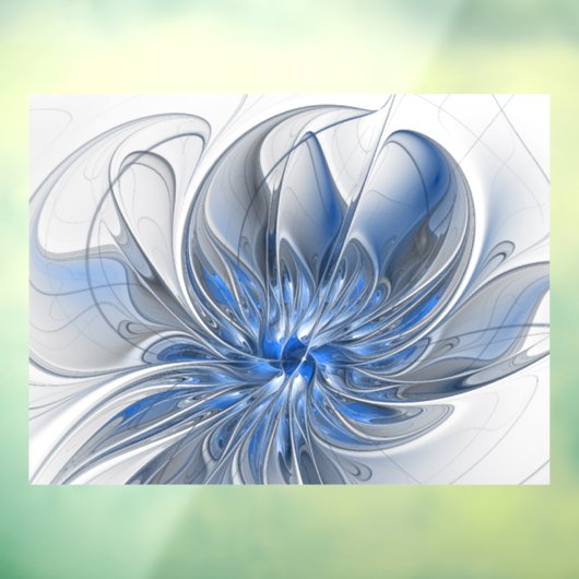 Autocollant Pour Fenêtre Aquarelle gris bleu Abstrait Fractal Art Flower (Feuille 3)