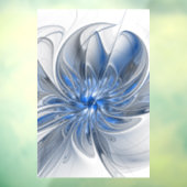 Autocollant Pour Fenêtre Aquarelle gris bleu Abstrait Fractal Art Flower (Feuille 3)