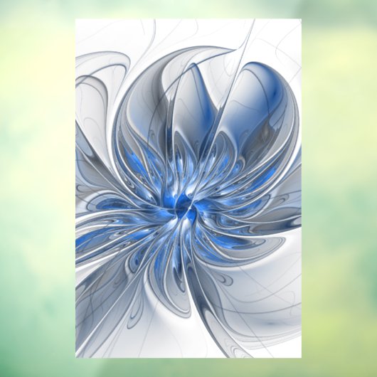 Autocollant Pour Fenêtre Aquarelle gris bleu Abstrait Fractal Art Flower (Feuille 3)