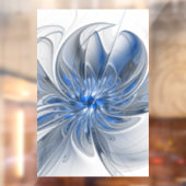 Autocollant Pour Fenêtre Aquarelle gris bleu Abstrait Fractal Art Flower (Feuille 2)