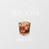 Autocollant Pour Fenêtre Aquarelle Groom Cocktail Mariage Bar Signal Cling (Feuille)