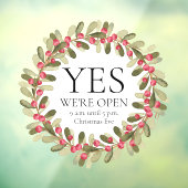 Autocollant Pour Fenêtre Aquarelle Holly Wreath heures de Noël (Feuille 3)