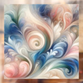 Autocollant Pour Fenêtre Aquarelle Imaginaire Floral Pastel Bleu & Crème (Feuille 2)