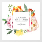 Autocollant Pour Fenêtre Aquarelle moderne classique Peony Floral CUSTOM (Feuille)