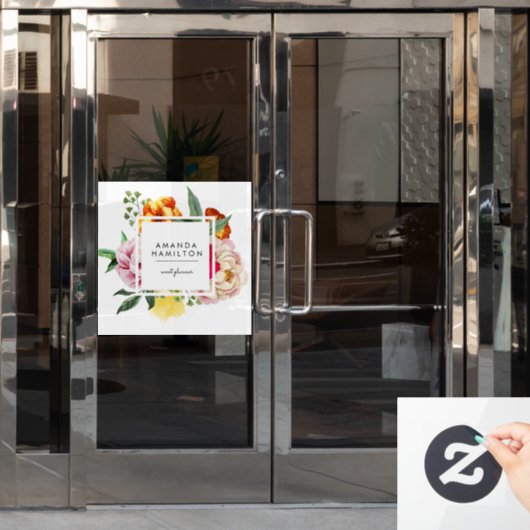 Autocollant Pour Fenêtre Aquarelle moderne classique Peony Floral CUSTOM (Porte de bureau)