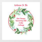 Autocollant Pour Fenêtre Aquarelle Noël Vacances Wreath CUSTOM (Feuille)