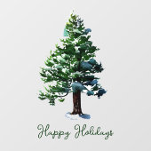 Autocollant Pour Fenêtre Aquarelle Pine Tree Joyeuses Fêtes Noël (Feuille)