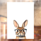 Autocollant Pour Fenêtre Aquarelle Portrait Joli Lapin Avec Verres (Feuille 2)