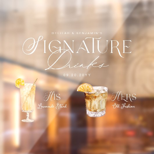 Autocollant Pour Fenêtre Aquarelle Signature Boisson Mariage Barre Signal C (Feuille 2)