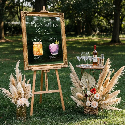 Autocollant Pour Fenêtre Aquarelle Signature Boisson Mariage Barre Signal C