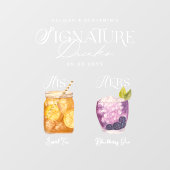 Autocollant Pour Fenêtre Aquarelle Signature Boisson Mariage Barre Signal C (Feuille)