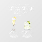 Autocollant Pour Fenêtre Aquarelle Signature Boisson Mariage Barre Signal C (Feuille)