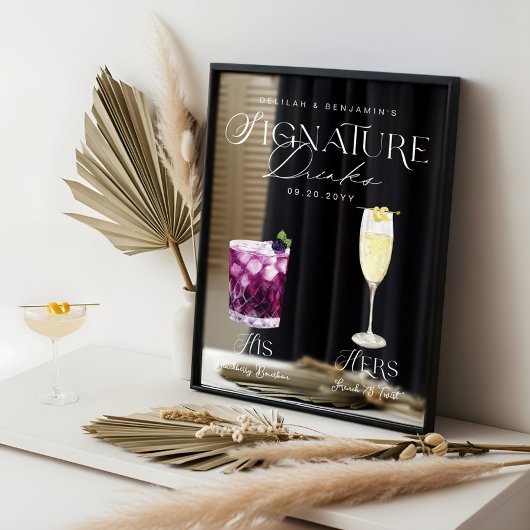 Autocollant Pour Fenêtre Aquarelle Signature Boissons Mariage Barre Signal