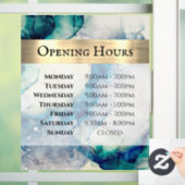 Autocollant Pour Fenêtre Aquarelle Turquoise bleue Heures d'ouverture Clôtu (Maison)