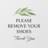 Autocollant Pour Fenêtre Aquarelle Verdure S'il vous plaît enlever Chaussur (Feuille)