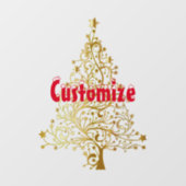 Autocollant Pour Fenêtre Arbre de Noël en or Fantaisie Thunder_Cove (Feuille)