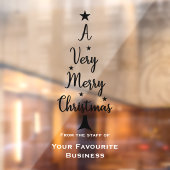 Autocollant Pour Fenêtre arbre de Noël joyeux script étoiles blanc noir (Feuille 2)