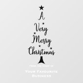 Autocollant Pour Fenêtre arbre de Noël joyeux script étoiles blanc noir (Feuille)